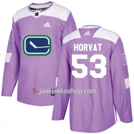 Miehille NHL Vancouver Canucks Pelipaita Bo Horvat 53 Adidas 2017-2018 Violetti Fights Cancer Practice Authentic